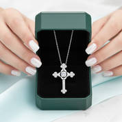 Vintage Style Cross Pendant Dancing Diamond Option Necklace