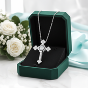 Vintage Style Cross Pendant Dancing Diamond Option Necklace