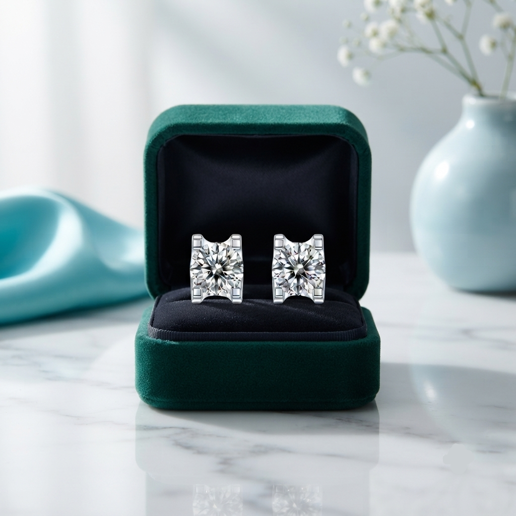 Classic 1.0 Ct Round Diamond Option Stud Earrings