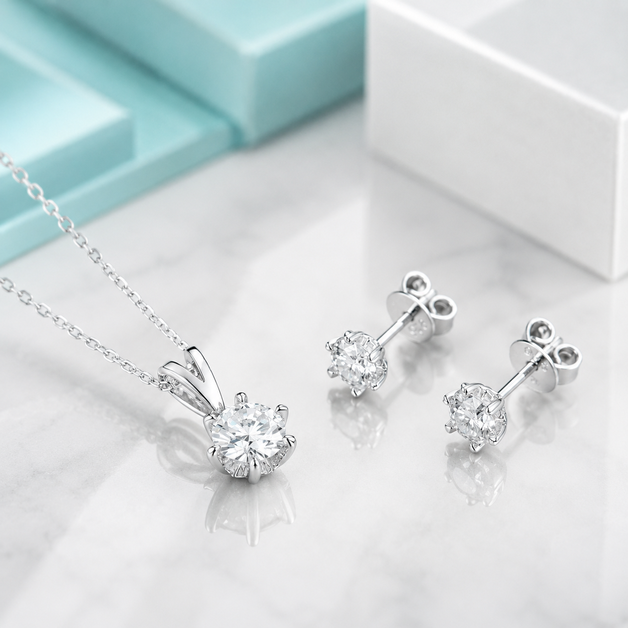 1.00 ct Round Diamond Option Snowflake Jewelry Set