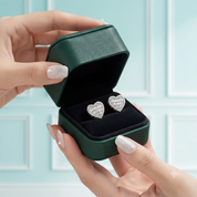 Classic 18k Gold Diamond Option Heart Shaped Stud Earrings