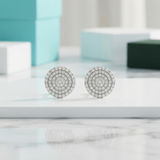 18K Gold Mossanite Diamond Option Flower Setting Stud Earrings