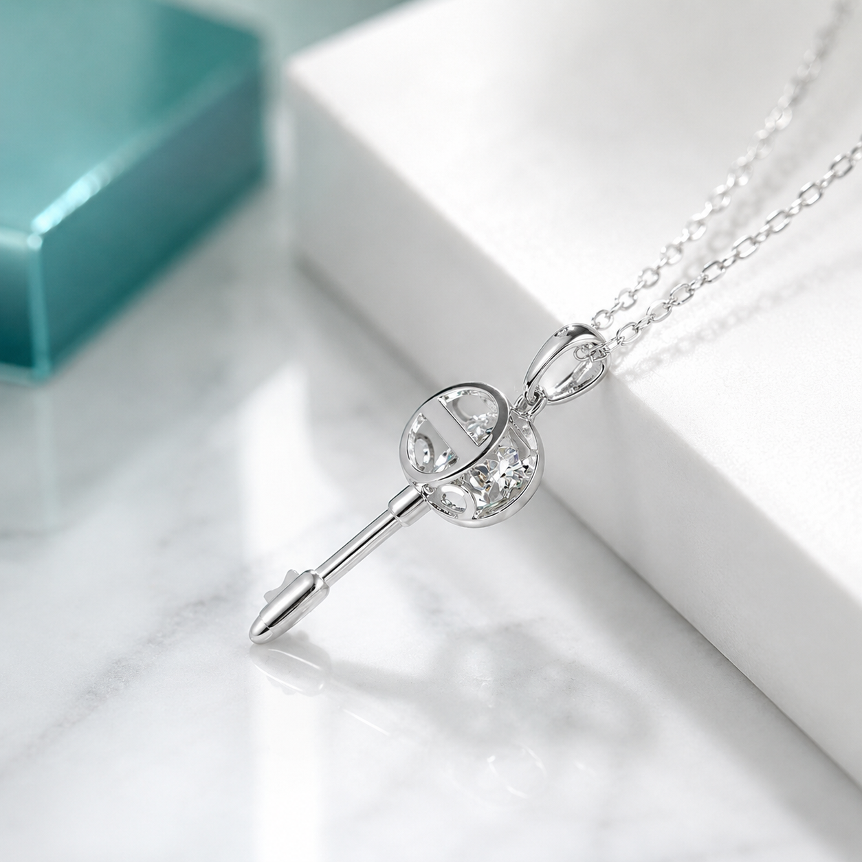 Classic 0.5 ct Diamond Option Key Shaped Necklace