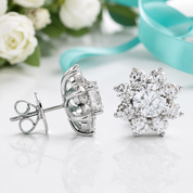 Snowflake Shaped 1.0 ct Diamond Option Stud Earrings