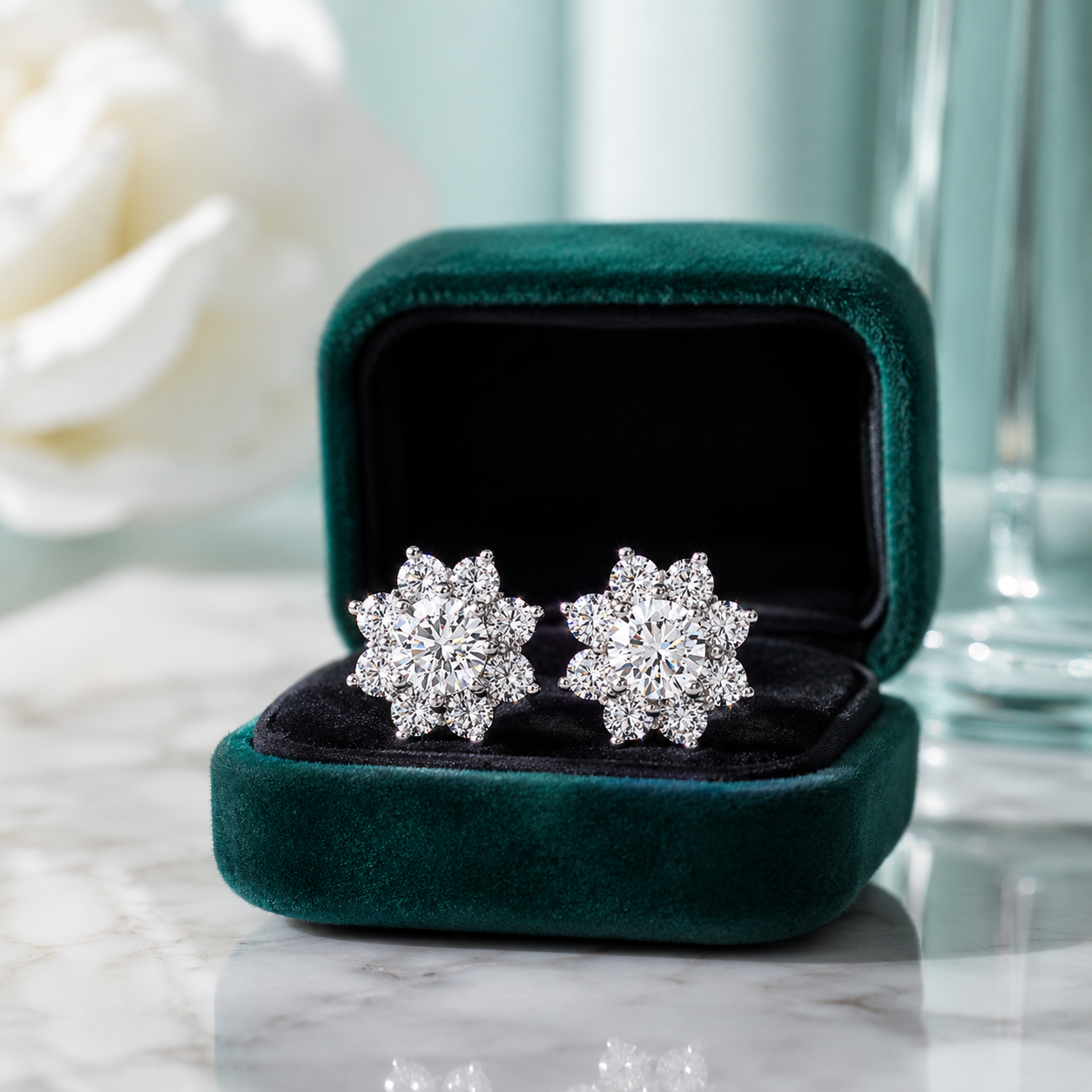Snowflake Shaped 1.0 ct Diamond Option Stud Earrings