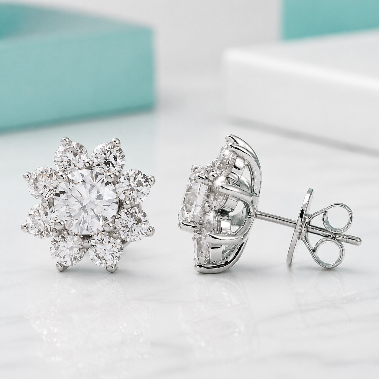 Snowflake Shaped 1.0 ct Diamond Option Stud Earrings