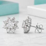 Snowflake Shaped 1.0 ct Diamond Option Stud Earrings