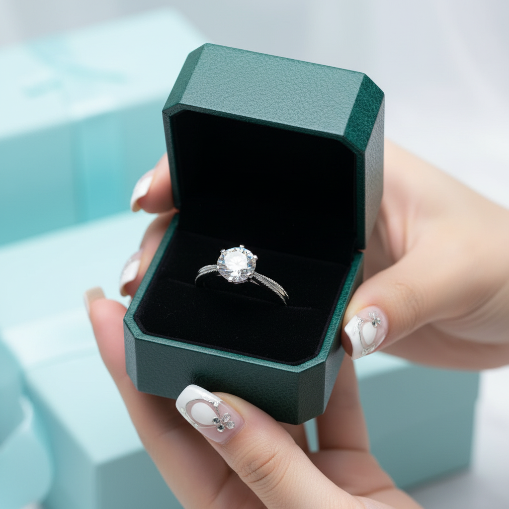 2.0ct Round Cut Diamond Option Dewdrop White Gold Engagement Ring