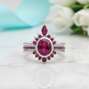 Round-cut Garnet Birthstone Engagement Ring-Evani Jewelry