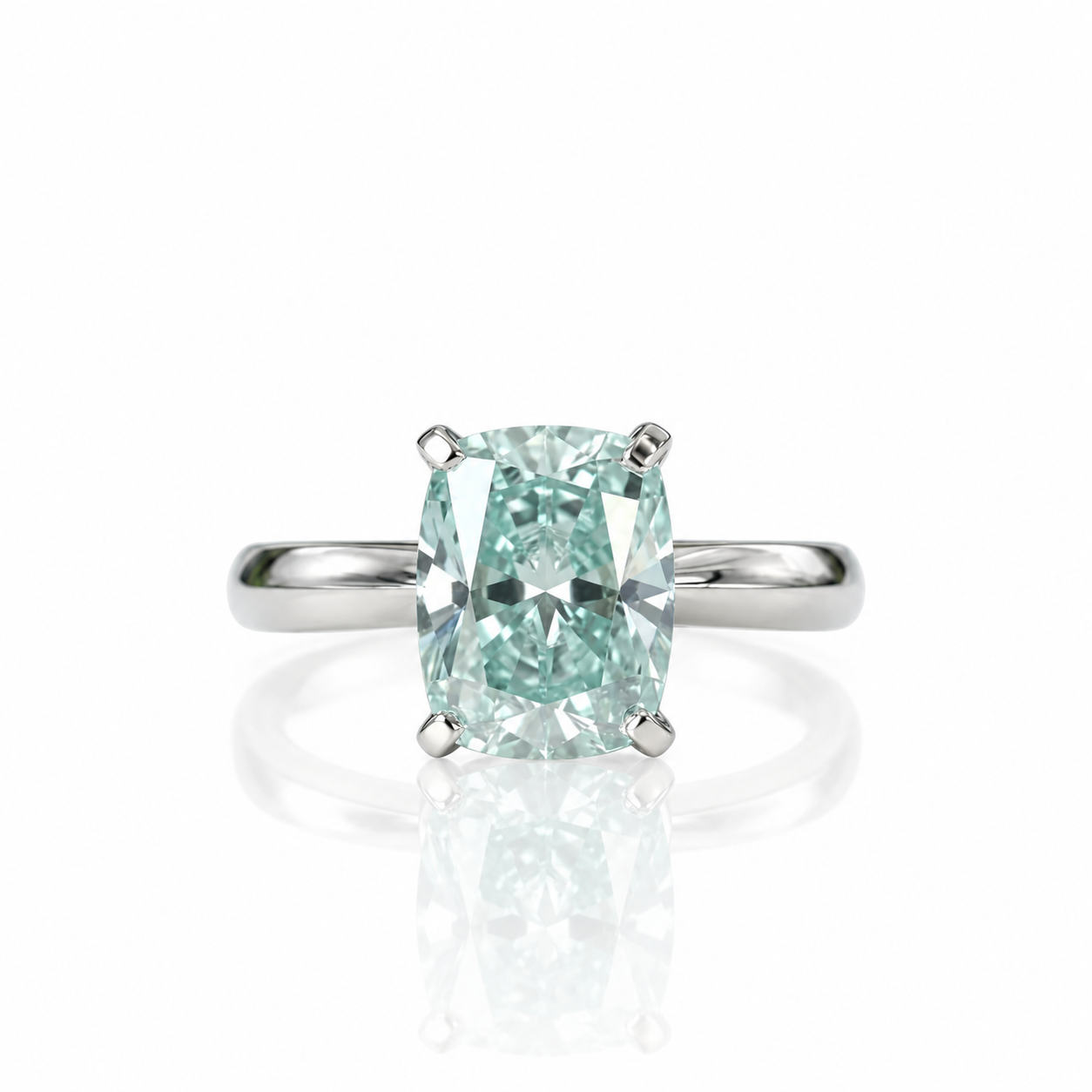 3.0 ct Blue Green Cushion Cut Diamond Option Engagement Ring - Evani Naomi Jewelry