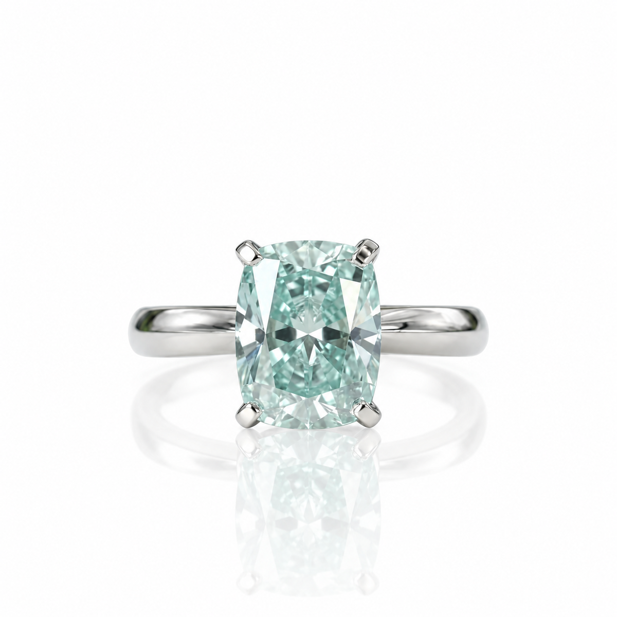 3.0 ct Blue Green Cushion Cut Diamond Option Engagement Ring