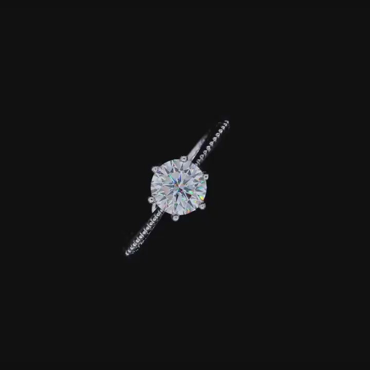 White Gold 1.0 Ct Round Cut Diamond Engagement Ring
