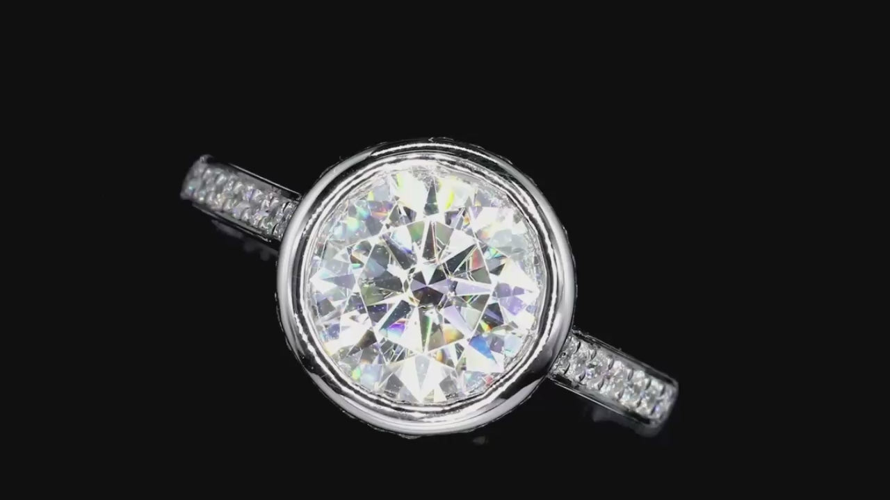3.0 Ct Round Cut Diamond Bezel Engagement Ring