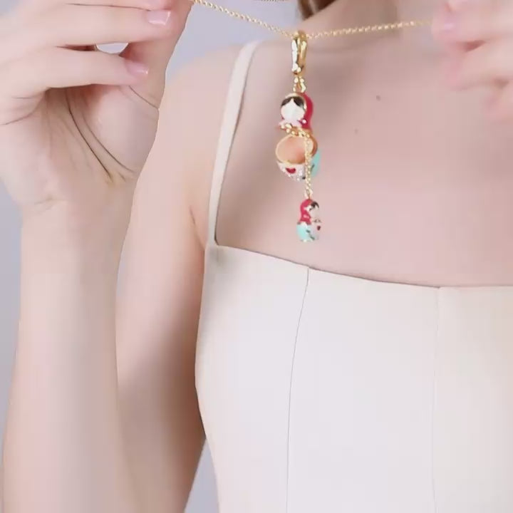 Enamel Christmas Ornaments Necklace