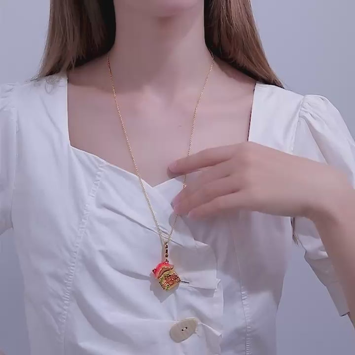 Mystical Mushroom House and Adorable Rabbit Necklace