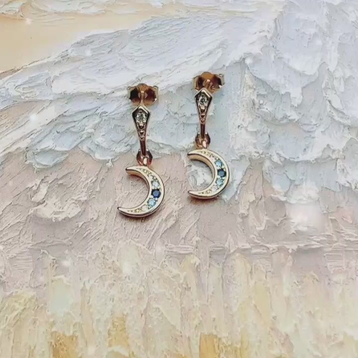 Royalty Moon Golden Drop Earrings