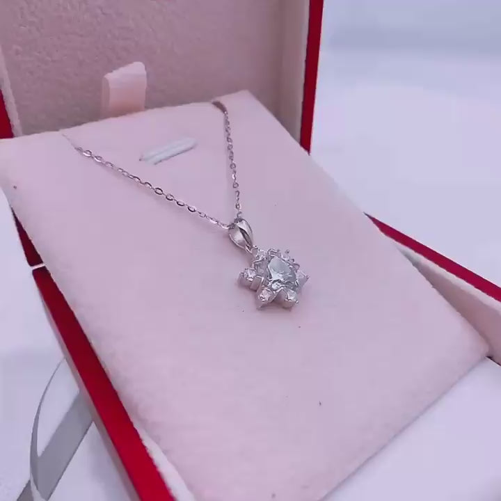 1.0 Ct Round Cut Ruby Snowflake Pendant Necklace