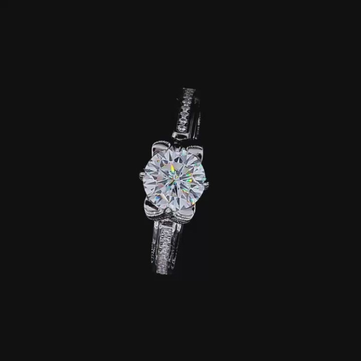 1.0 Ct Round Cut Antique Style Diamond Engagement Ring