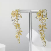 Summer Style Flower Diamond and Shell Drop Earrings