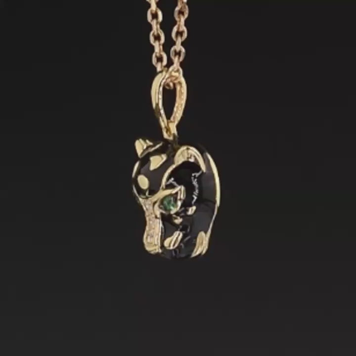 Cool Diamond Black Leopard Pendant