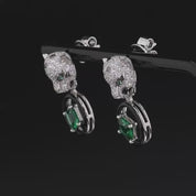 Unique Leopard Emerald Birthstone Stud Earrings