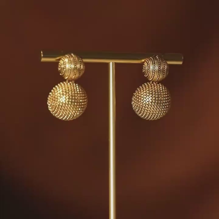 Retro Hemisphere Needle Matte Earrings
