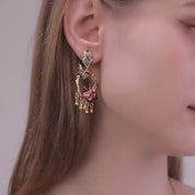 Enamel Butterfly Tassel Earrings