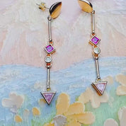 Long Multi-color Stone Water Drop Earrings