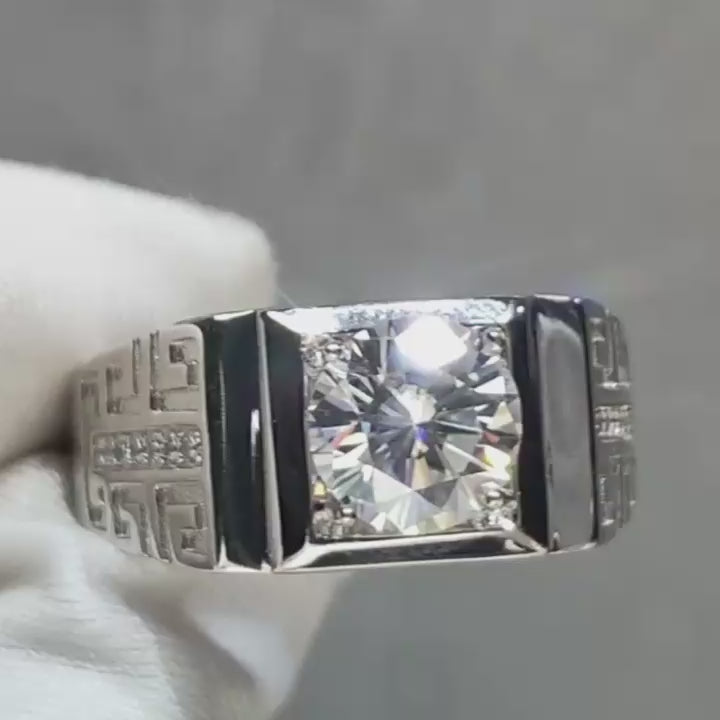 1.0 Ct Round Diamond Vintage Mens Ring