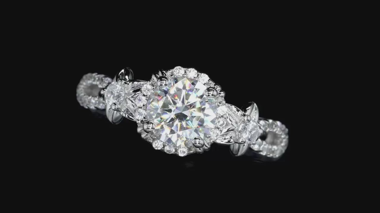 1.0 Ct Diamond Engagement Ring with Flower