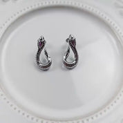 Snake Diamond Tourmaline Birthstone Hinged Stud Earrings
