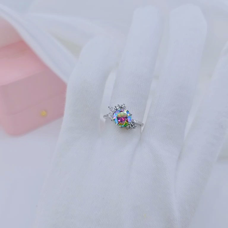 2ct VVS1 Round Cut Rainbow Diamond Option Engagement Ring
