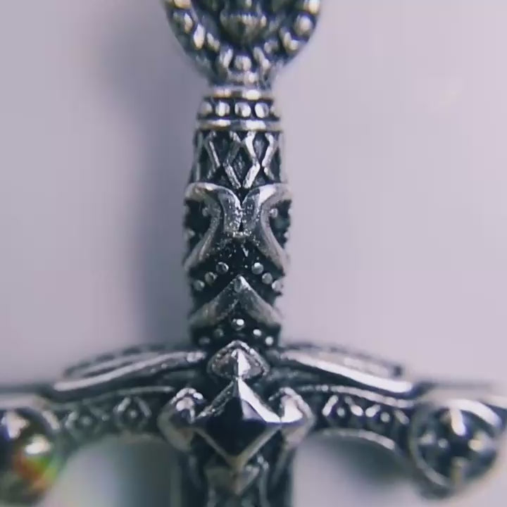 Ornamented Sword Diamond Drop Earrings