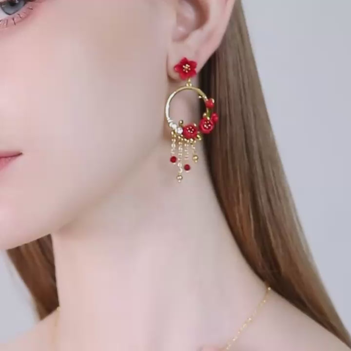 Unique Begonia Flower Earrings