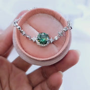 3.0 Ct Round Green Diamond Bracelet