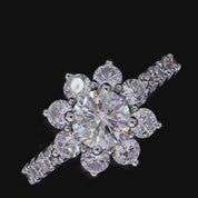Round Cut Diamond Sunflower Engagement Ring