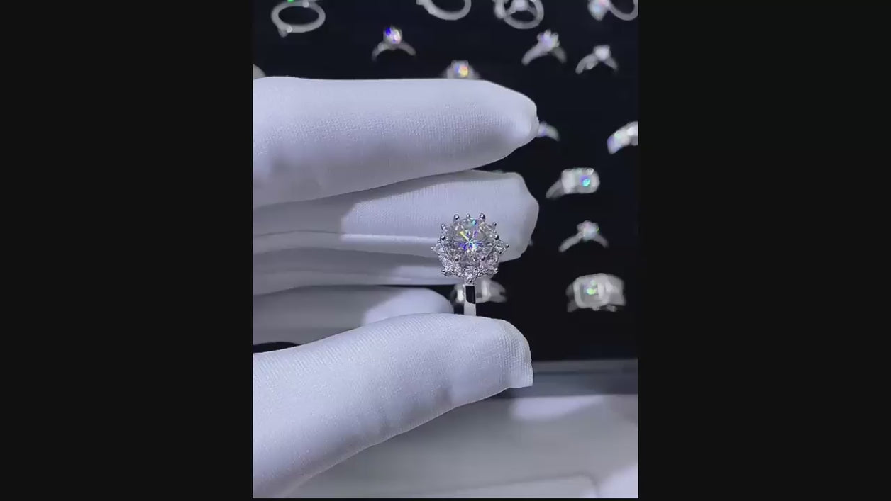 3.0 Ct Flower Shaped Diamond OptionEngagement Ring