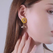 Bee and Sunflower Earrings