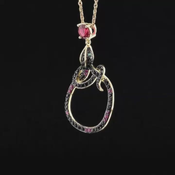 Classic Black Snake Diamond Yellow Gold Pendant