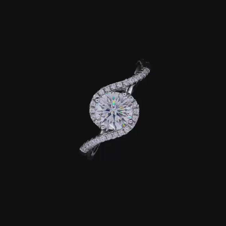 Twist 14k White Gold Diamond Engagement Ring