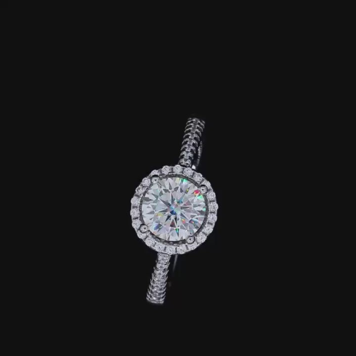 1.0 Ct Round Cut Halo Diamond Engagement Ring