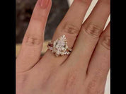 Elegant Pear Cut 2.2 Carat Halo Vintage Style Bridal Ring Set
