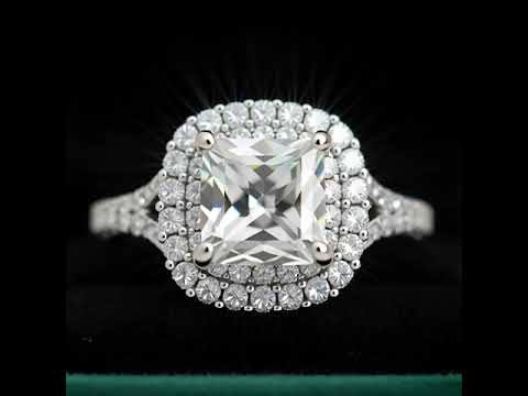 1.0 Ct Cushion Cut Halo Diamond Option Engagement Ring