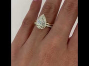 Pear Cut Diamond with Halo Yellow Gold Bridal Set