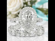 2.2 Ct Halo Pear Cut Diamond Option Wedding Ring Set