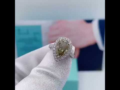 3.50 Ct Fancy Topaz Pear Cut Engagement Ring