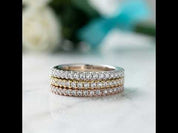 Three Pieces Full Eternity Stackable Wedding Band Set