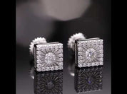 Round Diamond Square Shaped Stud Earrings