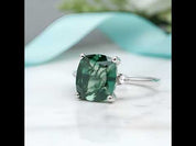 Heartfelt Awakening- Cushion Cut Natural Unique Moss Agate Open Ring
