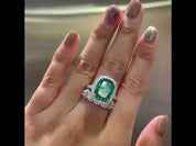 Cushion Cut 8.0ct Paraiba Tourmaline with Halo Bridal Set